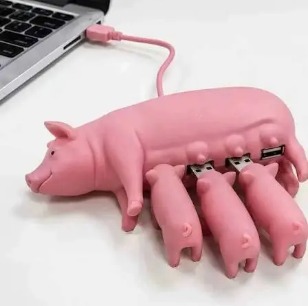 A USB hub shaped like a sow